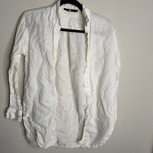 jarbo Women's White Casual Button Down Long‎ Sleeve Shirt - Size 34